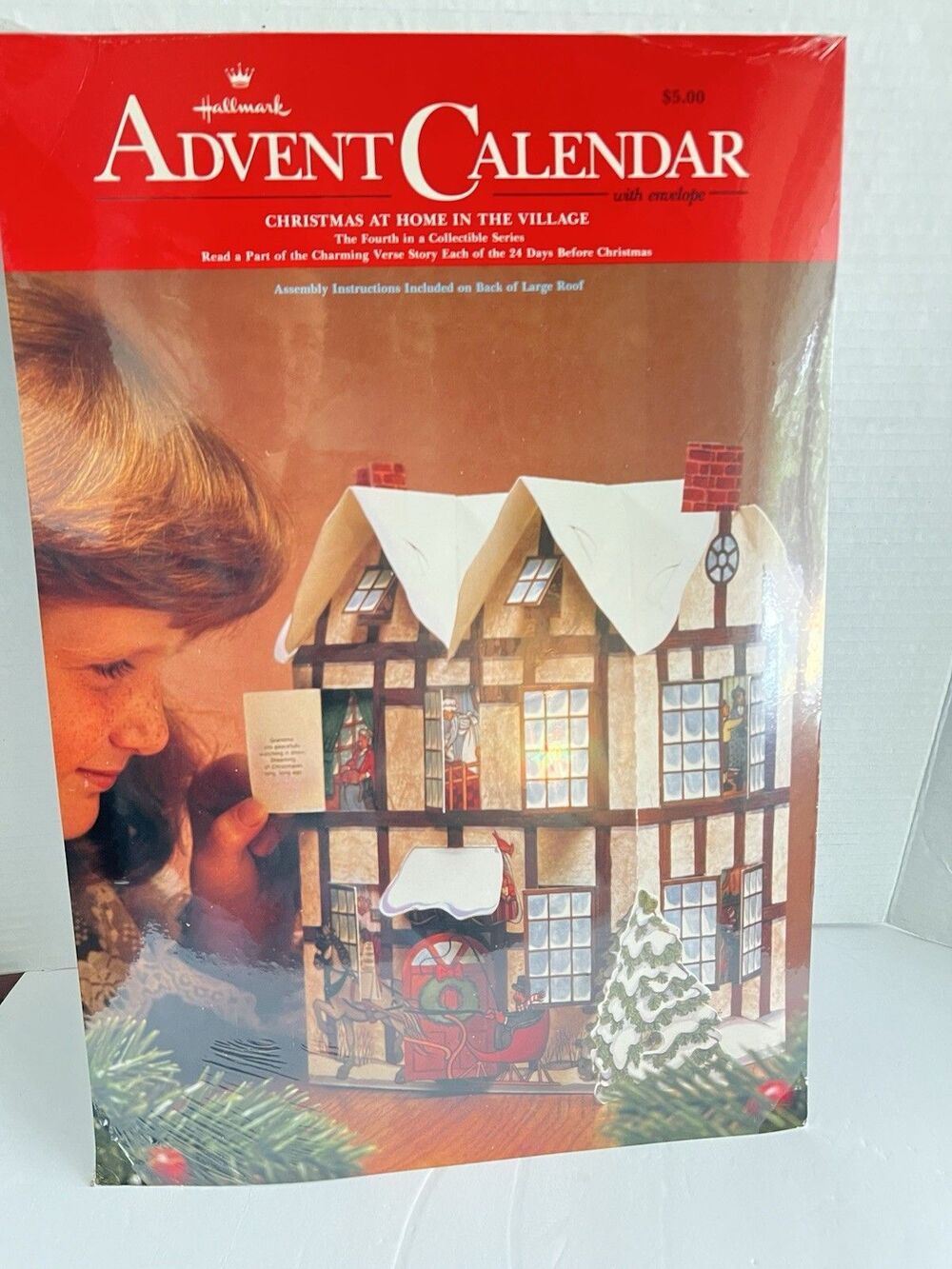 NEW 1990 Hallmark Advent Calender W/ Large mail envelope "Christmas At home in T